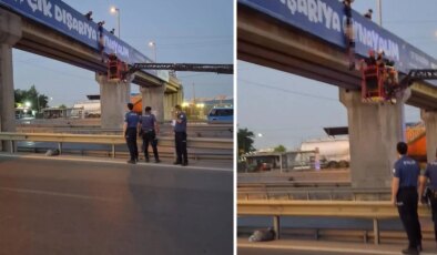 Yarı çıplak şahıs üst geçitte asılı bulundu