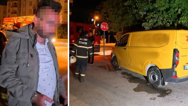 Aracı yakmak istedi, olay yerini gözlemlerken böyle yakalandı