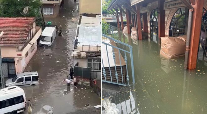 İstanbul’da zorlu gün! Yollar göle döndü, ünlü çarşıda hasar büyük