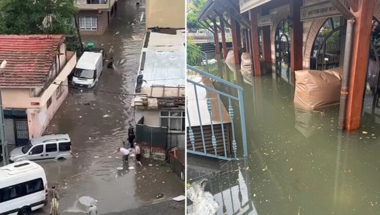 İstanbul’da zorlu gün! Yollar göle döndü, ünlü çarşıda hasar büyük