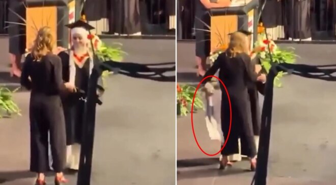 Mezuniyet töreninde skandal! Filistinli öğrencinin boynundaki kefiyeyi çekip çıkardı