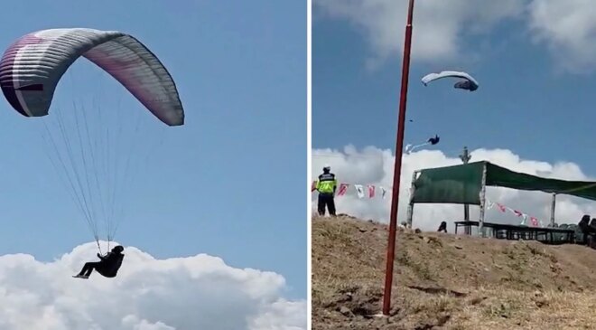 Çorum’da yamaç paraşütü pilotunun düşme anı kamerada