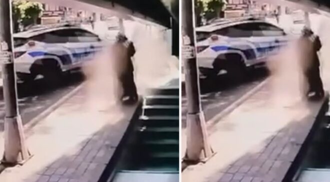 Fatih’te polis aracının motosiklete çarptığı kaza kamerada: 2’si polis 3 yaralı