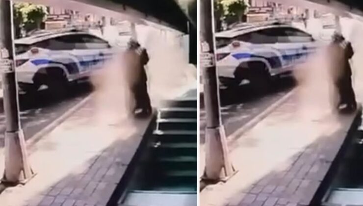 Fatih’te polis aracının motosiklete çarptığı kaza kamerada: 2’si polis 3 yaralı