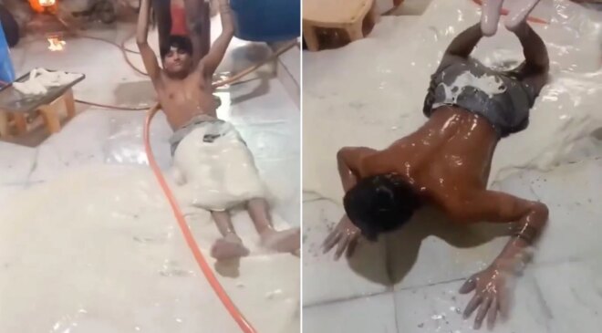 Restoran mutfağında skandal görüntü! Hamuru böyle hazırladılar