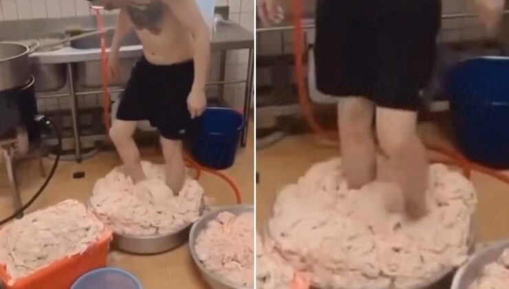 Restoranda skandal görüntü! Çalışan tavuk derisini ayaklarıyla ezdi