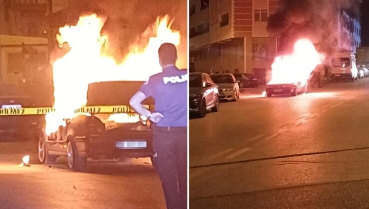 Seyir halindeki otomobil bir anda alev topuna döndü