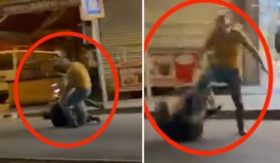Taksicilerin durak anlaşmazlığı kavgası kamerada
