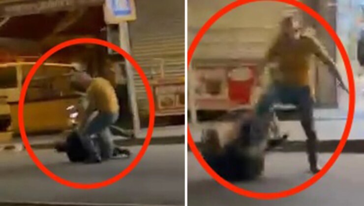 Taksicilerin durak anlaşmazlığı kavgası kamerada