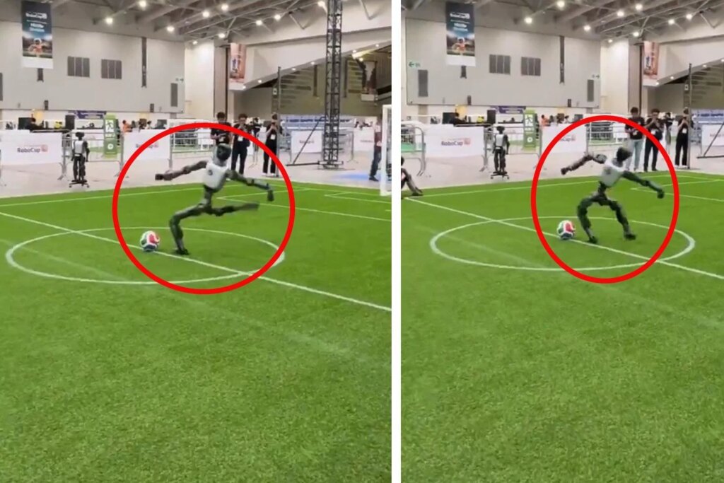 Futbol şutu çeken robot sakatlandı