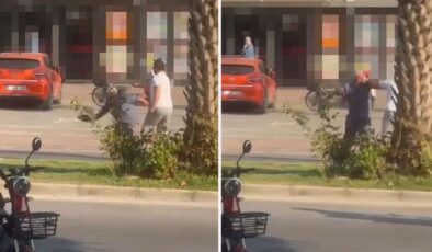 Trafik kavgasında ticari taksi sürücüsünün yumruk attığı yaşlı adam yere düştü