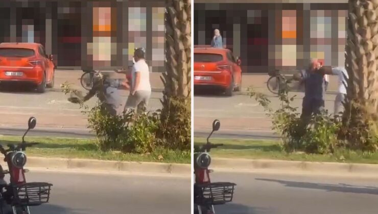 Trafik kavgasında ticari taksi sürücüsünün yumruk attığı yaşlı adam yere düştü