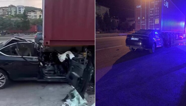 Tırın altına giren otomobilden acı haber! Baba ile oğlu hayatını kaybetti