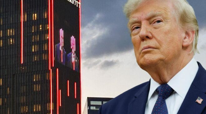 ABD Başkanı Trump’ın kalacağı otele Cumhurbaşkanı Erdoğan ile birlikte yer aldığı fotoğraf yansıtıldı