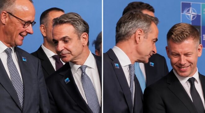 Yunan Başbakanı Miçotakis diğer liderleri koklarken kameralara yakalandı