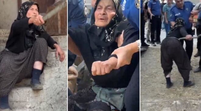 Kütahya’da tahliye gerginliği! 84 yaşındaki kadın ve oğlu ekiplere direndi