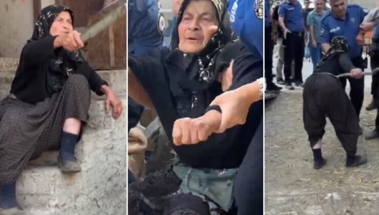 Kütahya’da tahliye gerginliği! 84 yaşındaki kadın ve oğlu ekiplere direndi