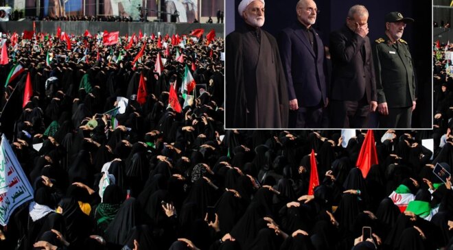 Hamaney’in cenazesine yüzbinler ellerinde aynı bayrakla geldi! Trump’tan da mesaj var