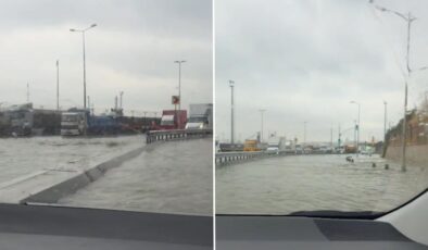 Harem Sahil Yolu’nu da su bastı, denizle kara birleşti