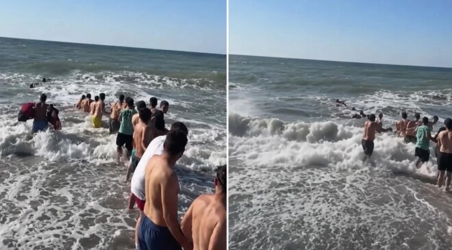 Zonguldak’ta yasağa rağmen denize girenleri “insan zinciri” kurtardı