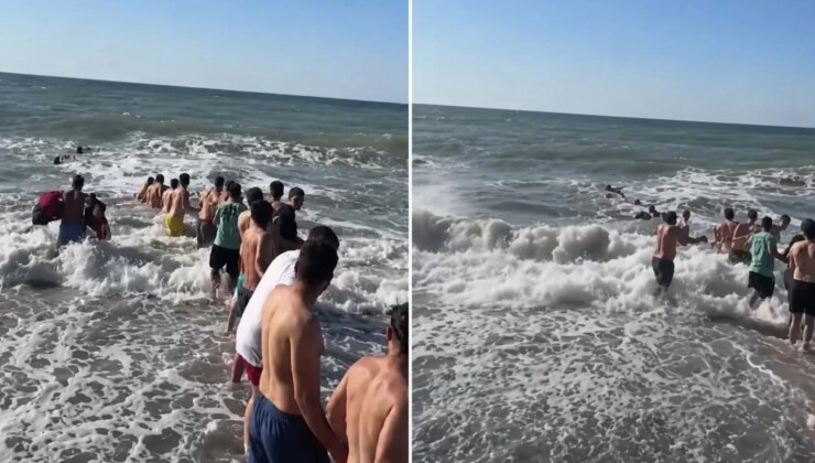 Zonguldak’ta yasağa rağmen denize girenleri “insan zinciri” kurtardı