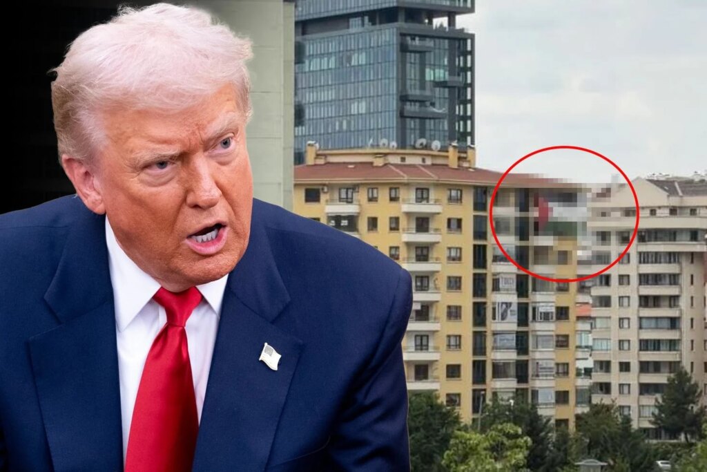 Trump'ın Konaklayacağı Otelin Karşısına Filistin Bayrağı Asıldı
