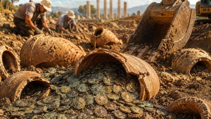 Su borusu döşerken 600 kiloluk hazine buldular