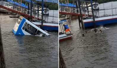Yolcu otobüsü nehre düştü! Kameralara yansıyan dehşet