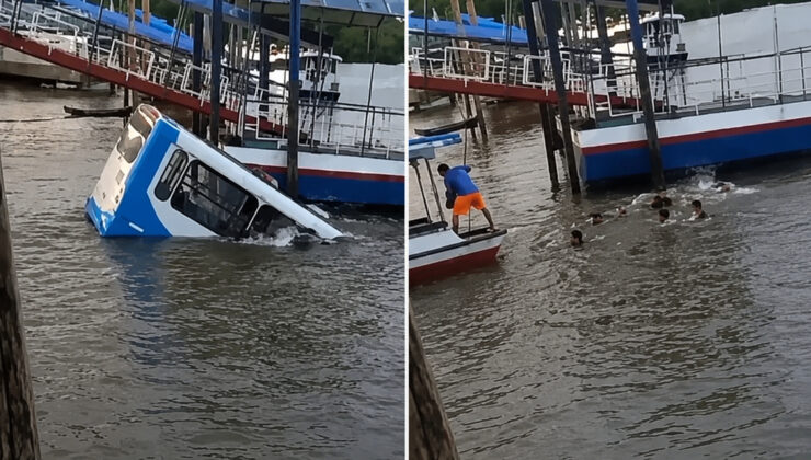 Yolcu otobüsü nehre düştü! Kameralara yansıyan dehşet
