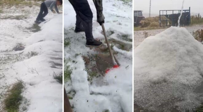 Ağustos ayında ilginç manzara: Kent bir anda beyaza büründü