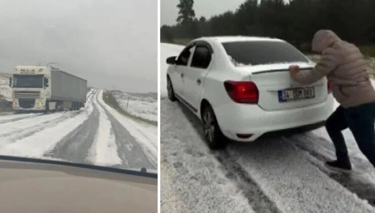 Ağustos ayında her yer beyaza büründü, araçlar yollarda mahsur kaldı