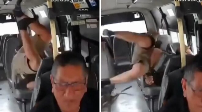 Akılalmaz kaza! Motosikletten fırladı, otobüsün içine düştü
