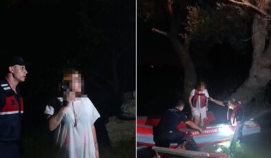 Akşam gezmesi sırasında adacıkta mahsur kalan kadın kurtarıldı