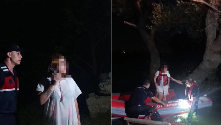 Akşam gezmesi sırasında adacıkta mahsur kalan kadın kurtarıldı
