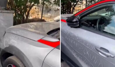 Araca zarar verip üzerine not düştüler: Gece inleme seslerini duymak zorunda değiliz