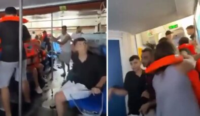 Girne açıklarında batan gemideki son anlar kamerada