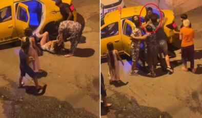 Bıçak çeken kızı takside darbettiler, kavgayı ayırmaya çalışanı da sokakta