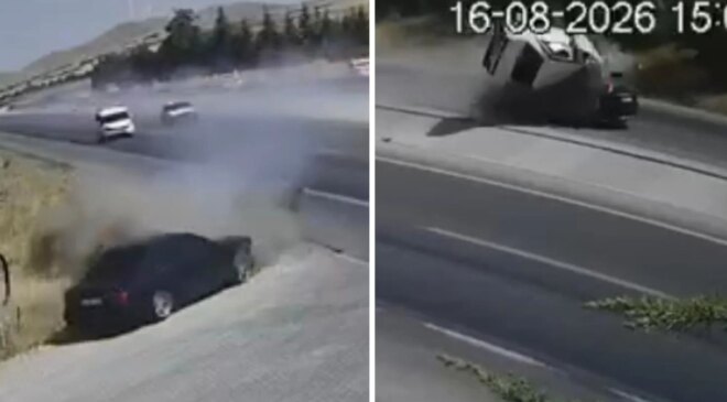 İki kişinin öldüğü feci kazanın görüntüleri ortaya çıktı: Dehşete düşüren anlar böyle yaşandı