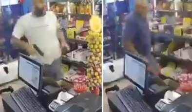 Marketteki korkunç saldırı kamerada