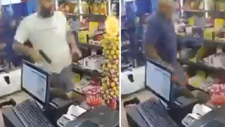 Marketteki korkunç saldırı kamerada