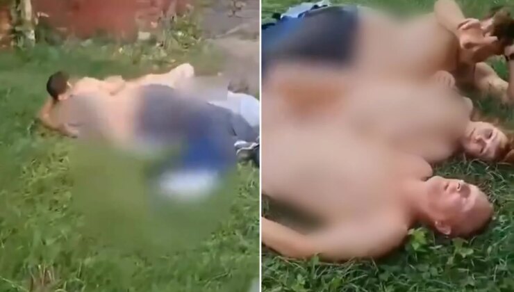 Çimlerin üzerinde mide bulandıran görüntü! Çevredekilere aldırış etmediler