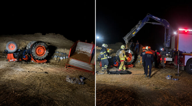 Devrilen traktörün altında kalan karı-koca, yaşamını yitirdi