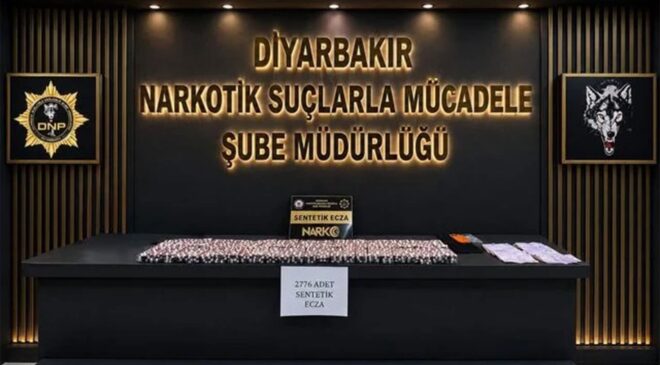 Diyarbakır’da büyük uyuşturucu operasyonu: 2 bin 776 sentetik ecza maddesi ele geçirildi