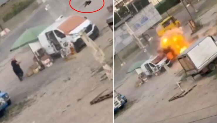 Sebze satıcısı drondan kaçtı ama kurtulamadı