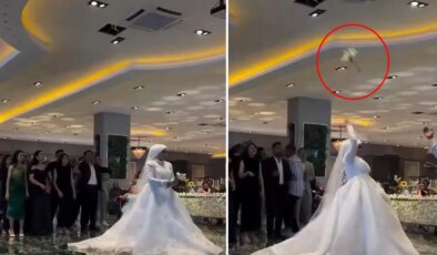 Düğün çiçeği bekleyen davetlilerin şoke olduğu an