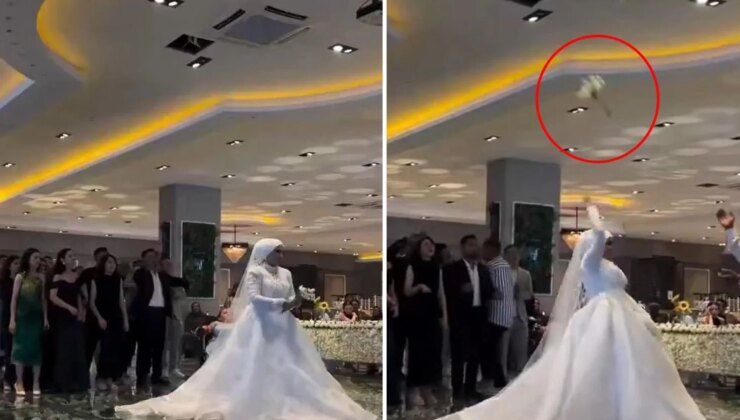 Düğün çiçeği bekleyen davetlilerin şoke olduğu an