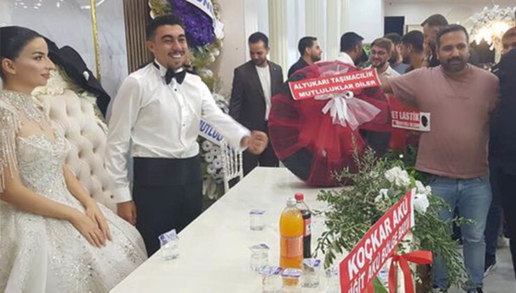 Düğünde damada lastik hediye ettiler