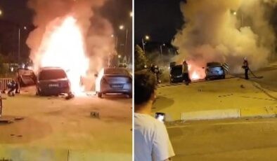 Facia, gece yarısından sonra geldi: Araçlar alev aldı, sürücü kaçtı