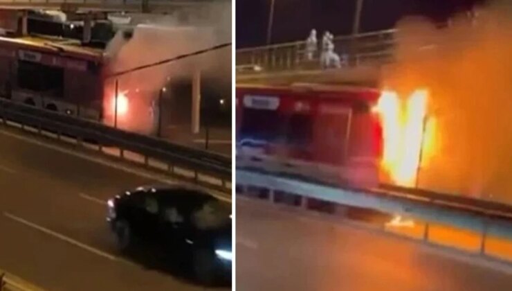 Kağıthane’de metrobüs alevlere teslim oldu, yolcular tahliye edildi