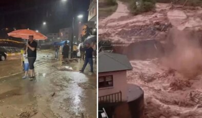Giresun’u fırtına ve sağanak vurdu: Dereler taştı, yollar göle döndü